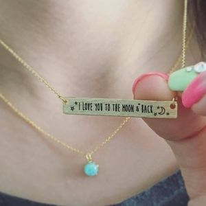 I Love You To The Moon Bar Necklace -  Silver